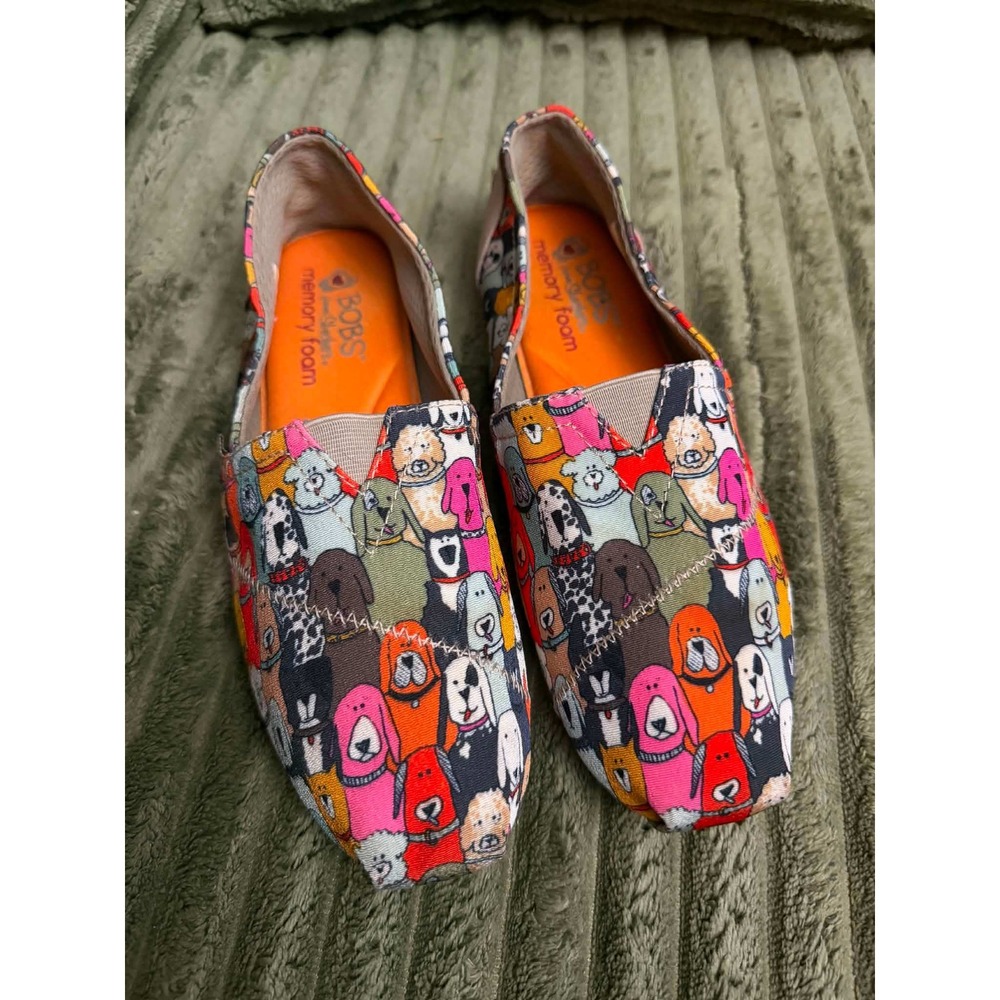 Skechers Womens 7.5 Multi Color BOBS for Dogs Slip On Alpargata Flats 34389